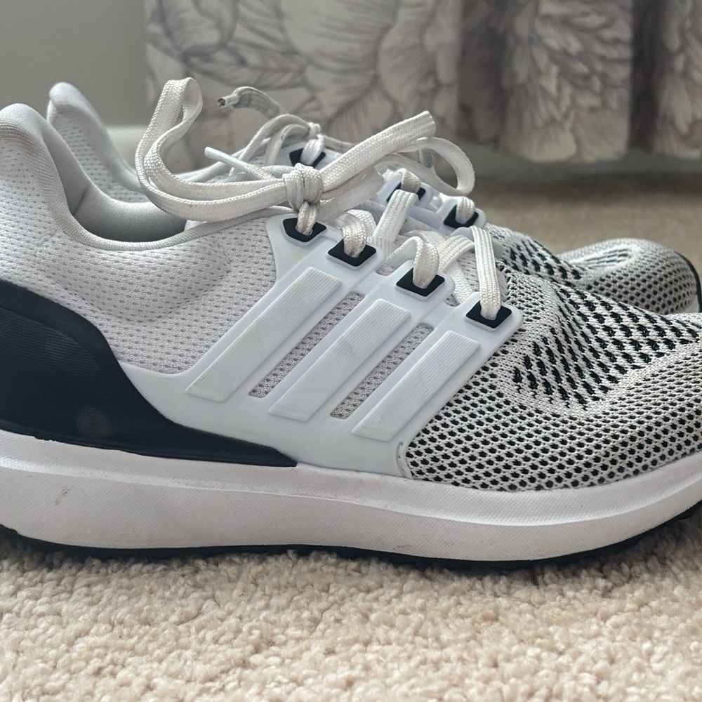 Girls Adidas Mesh White and Black Running Shoes